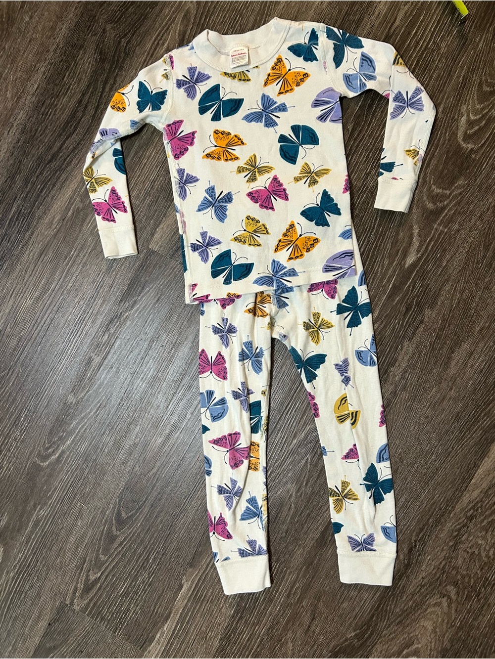 Hanna Andersson Size 4 Girls White Butterfly Print Pajama Set Multicolor